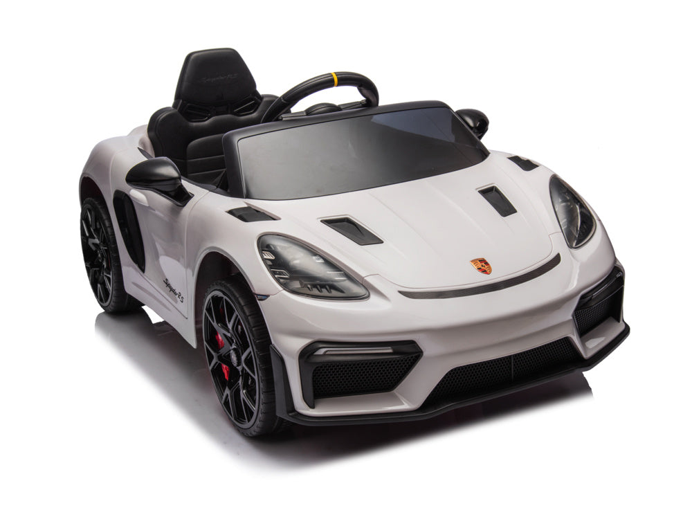 Porsche Spyder Rs, Coche A Batería Para Niños De 12 Voltios, Neumáticos De Goma, Asiento De Cuero Y Mucho Más.