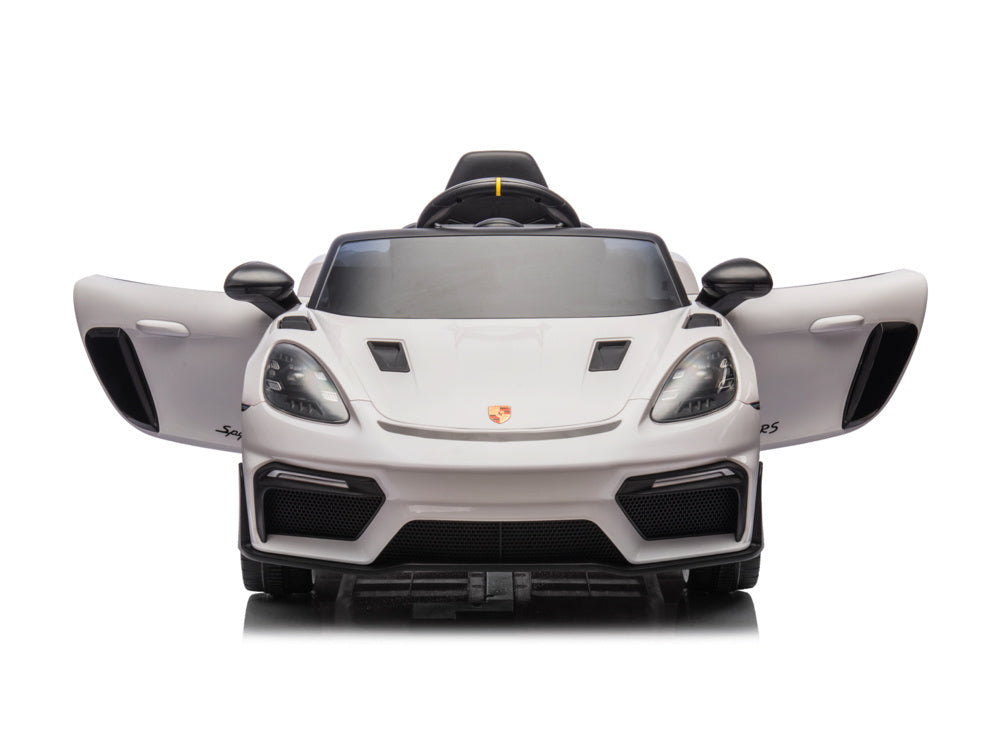 Porsche Spyder Rs, Coche A Batería Para Niños De 12 Voltios, Neumáticos De Goma, Asiento De Cuero Y Mucho Más.