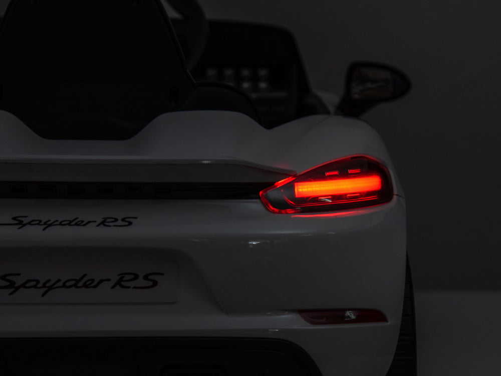 Porsche Spyder Rs, Coche A Batería Para Niños De 12 Voltios, Neumáticos De Goma, Asiento De Cuero Y Mucho Más.