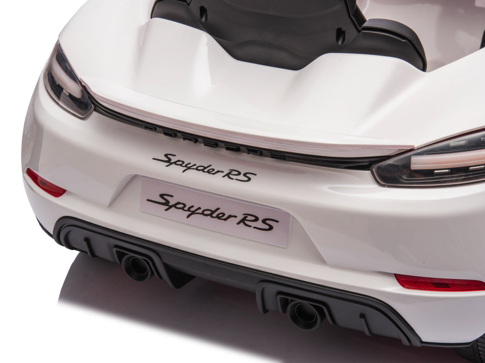 Porsche Spyder Rs, Coche A Batería Para Niños De 12 Voltios, Neumáticos De Goma, Asiento De Cuero Y Mucho Más.