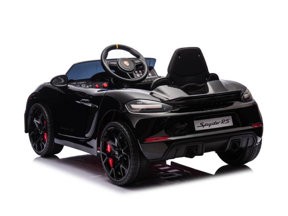 Porsche Spyder Rs, Coche A Batería Para Niños De 12 Voltios, Neumáticos De Goma, Asiento De Cuero Y Mucho Más.