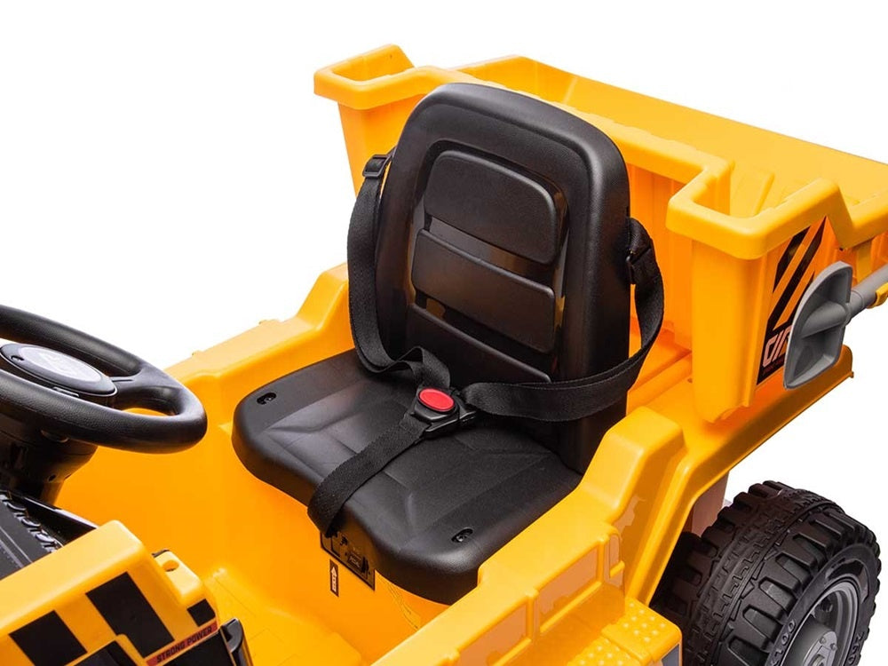Vehículo De Trabajo Con Caja, Coche Infantil Eléctrico De 12 Voltios, 4 Motores, Neumáticos De Goma Y Asiento De Piel Artificial.