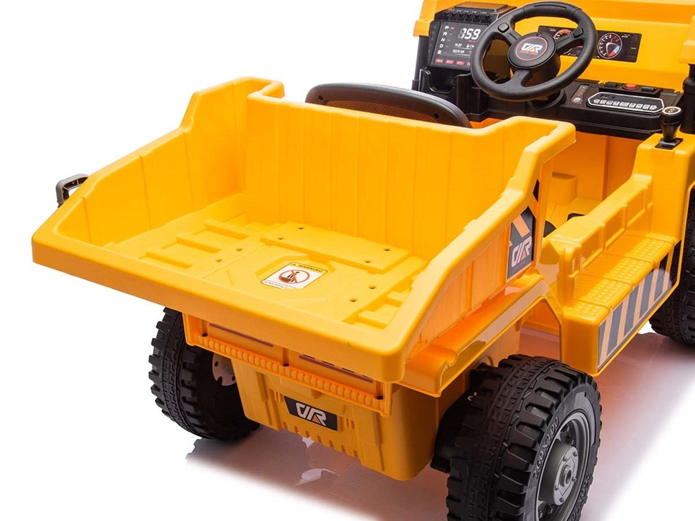Vehículo De Trabajo Con Caja, Coche Infantil Eléctrico De 12 Voltios, 4 Motores, Neumáticos De Goma Y Asiento De Piel Artificial.