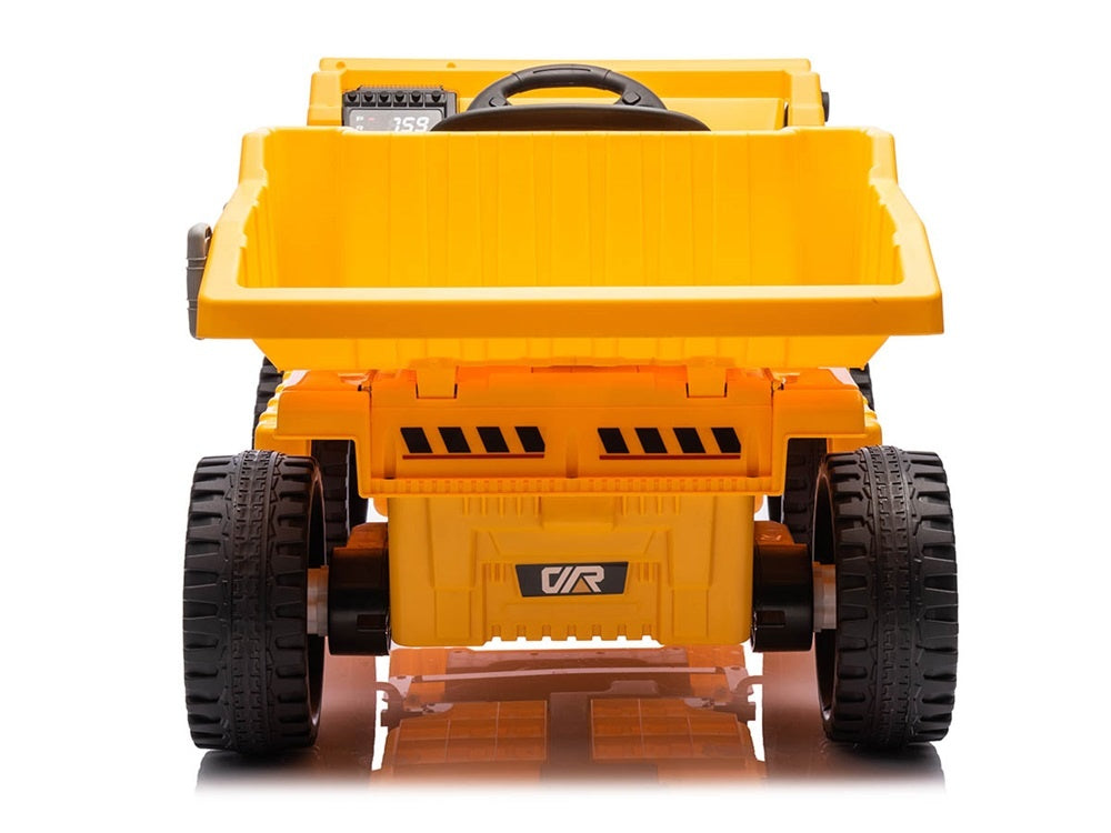 Vehículo De Trabajo Con Caja, Coche Infantil Eléctrico De 12 Voltios, 4 Motores, Neumáticos De Goma Y Asiento De Piel Artificial.