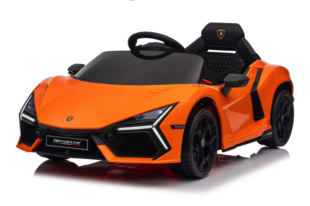 Lamborghini Revuelto, ¡Coche Eléctrico Infantil De 12 Voltios Con Neumáticos Eva Y Asiento Símil Piel!