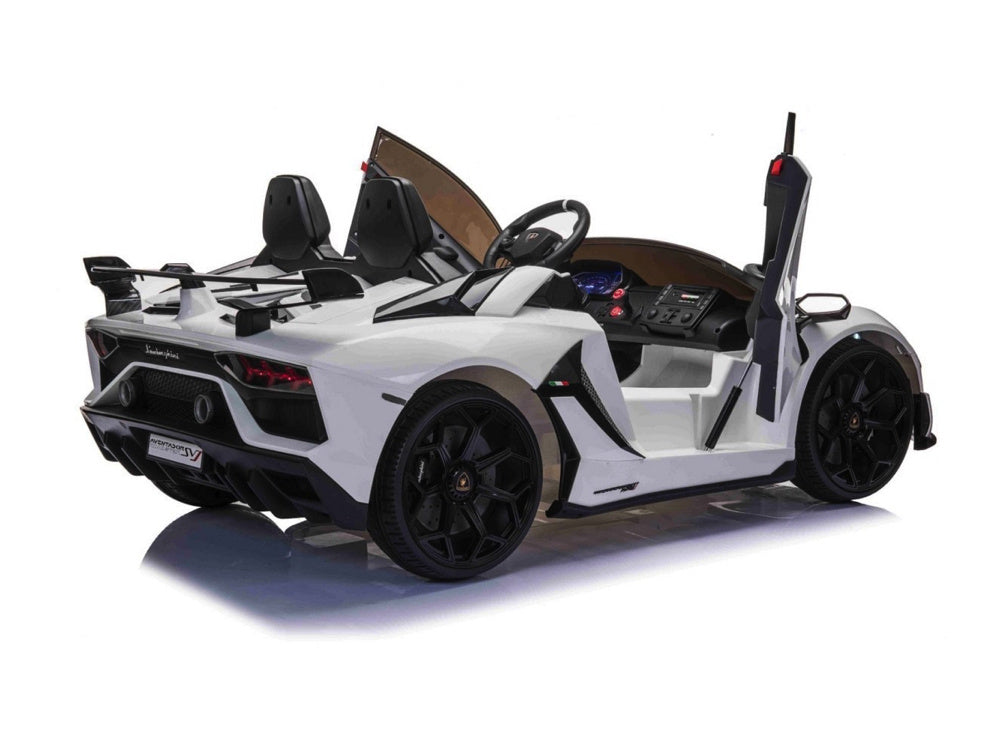 Lamborghini Aventador, Coche Infantil Eléctrico De 24 Voltios Para 2 Personas Con Neumáticos De Goma, Asiento De Cuero.