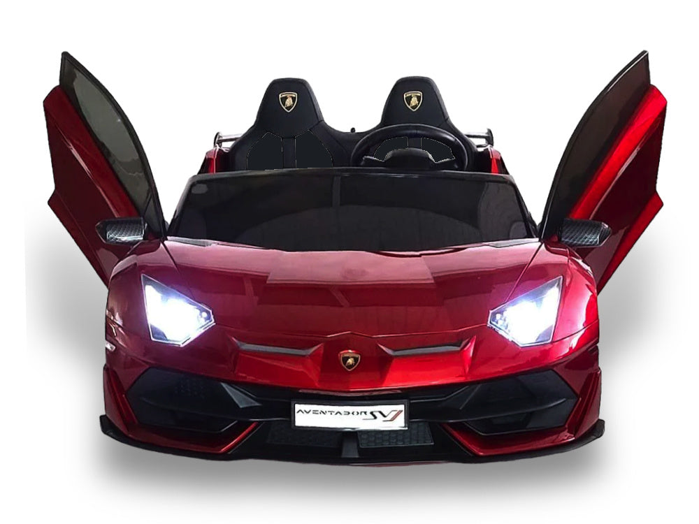 Lamborghini Aventador, Coche Infantil Eléctrico De 24 Voltios Para 2 Personas Con Neumáticos De Goma, Asiento De Cuero.