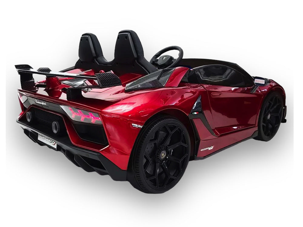 Lamborghini Aventador, Coche Infantil Eléctrico De 24 Voltios Para 2 Personas Con Neumáticos De Goma, Asiento De Cuero.