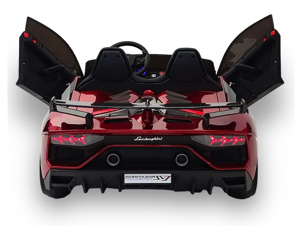 Lamborghini Aventador, Coche Infantil Eléctrico De 24 Voltios Para 2 Personas Con Neumáticos De Goma, Asiento De Cuero.