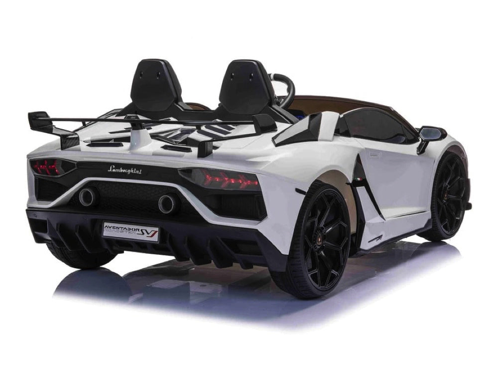 Lamborghini Aventador, Coche Infantil Eléctrico De 24 Voltios Para 2 Personas Con Neumáticos De Goma, Asiento De Cuero.