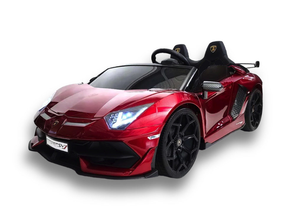 Lamborghini Aventador, Coche Infantil Eléctrico De 24 Voltios Para 2 Personas Con Neumáticos De Goma, Asiento De Cuero.