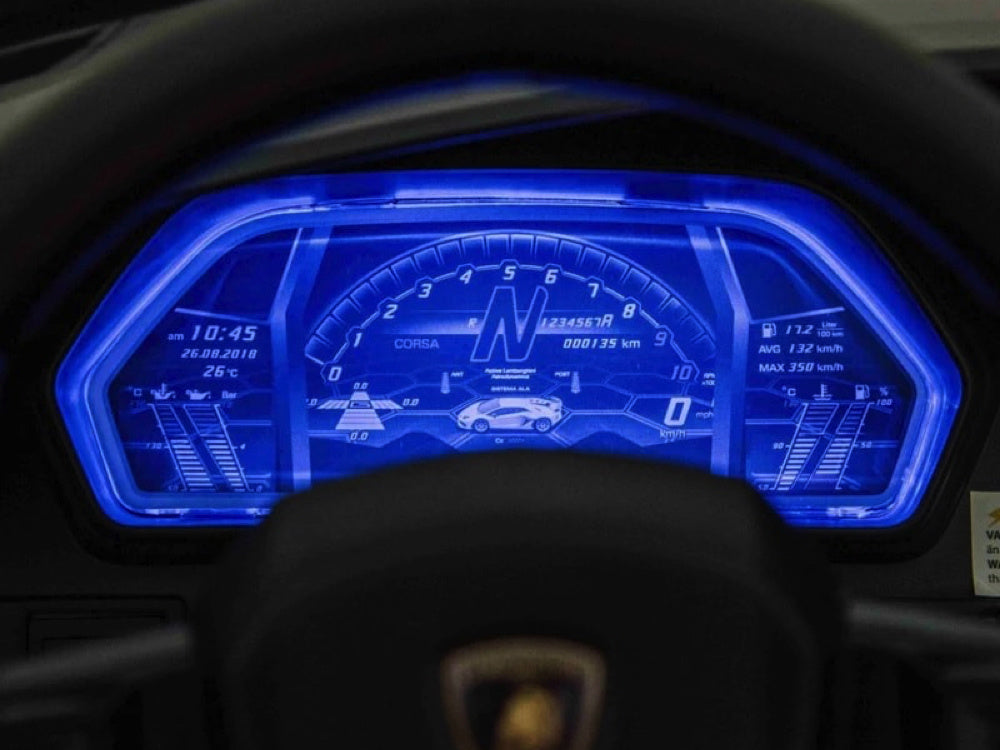 Lamborghini Aventador, Coche Infantil Eléctrico De 24 Voltios Para 2 Personas Con Neumáticos De Goma, Asiento De Cuero.