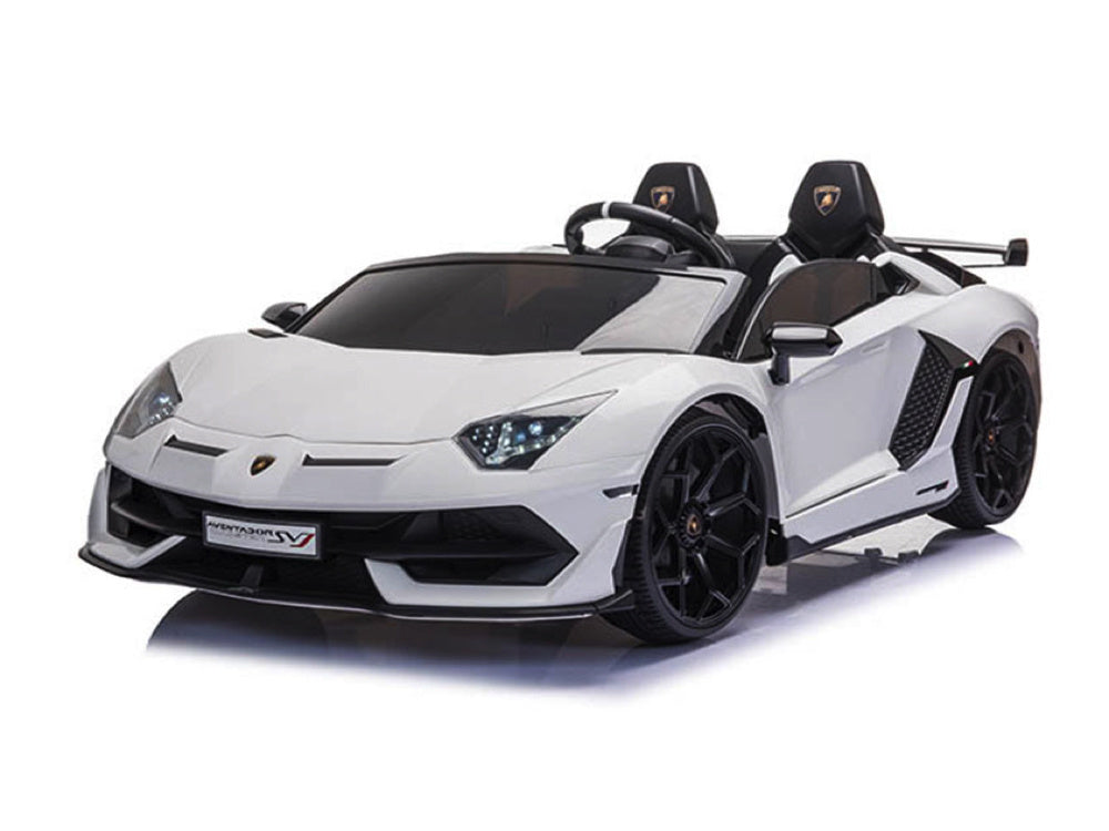 Lamborghini Aventador, Coche Infantil Eléctrico De 24 Voltios Para 2 Personas Con Neumáticos De Goma, Asiento De Cuero.